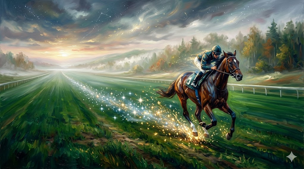 長い直線と走るシルエット