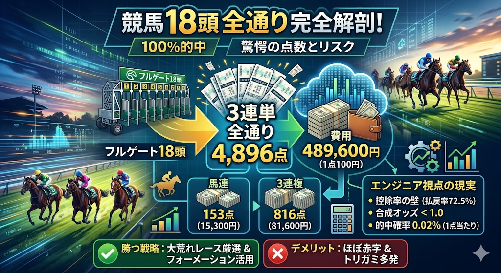 競馬 18頭 全通りの真実を解説！点数・費用から回収率まで
